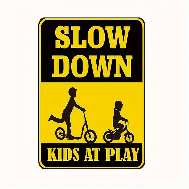 Slow Down Kids At Play Metal Sign Outdoor Safety Warning Decor for Yard Driveway