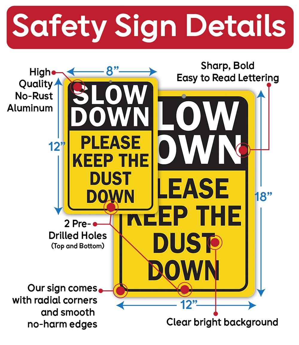 Please Slow Down Metal Sign Road Safety Driveway Street Dust Control Decor