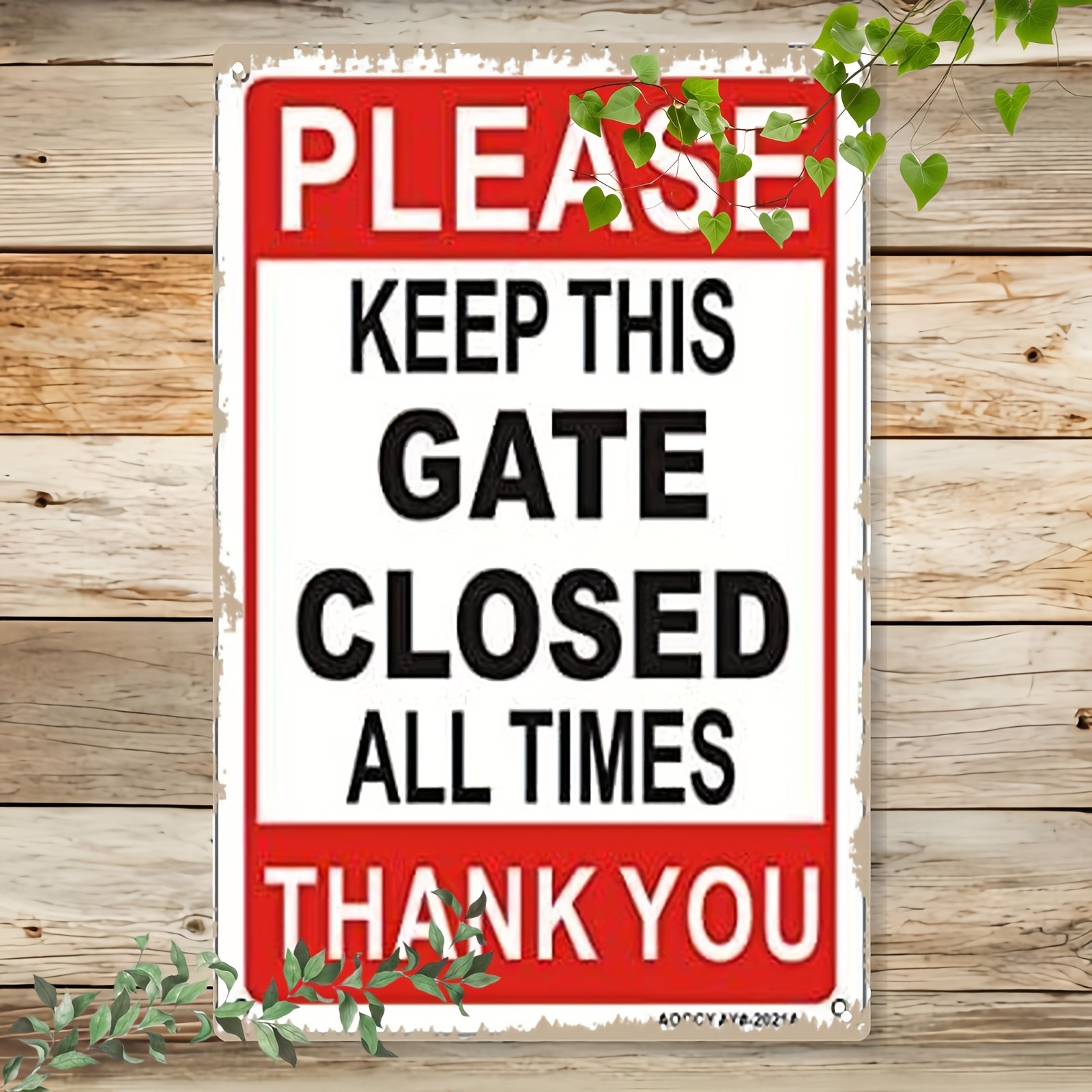 Vintage Metal “Please Keep Gate Closed” Sign 8×12 Rustic Red/Black/White