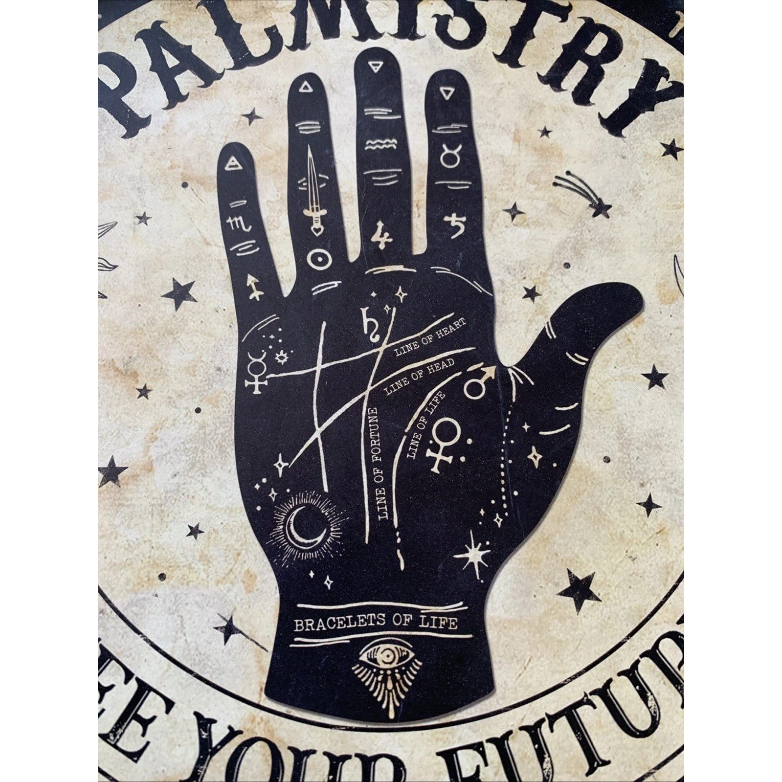 Psychic Medium Palmistry Tin Art See Your Future Decorative 12″ Wall Art