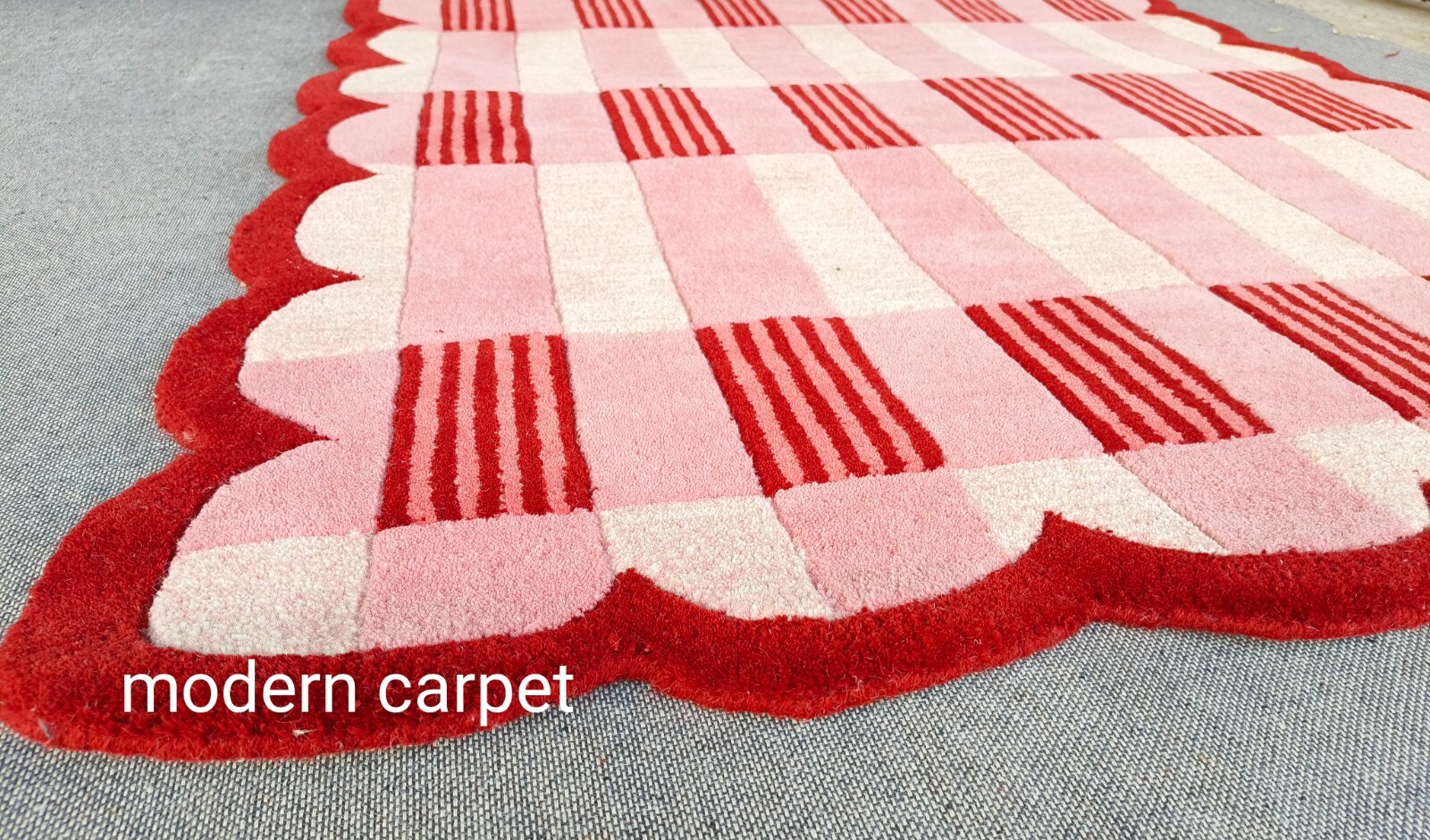 Anthropologie Matilda Goad & Co Light Red Handmade Tufted Woolen Area Rug 8x10ft