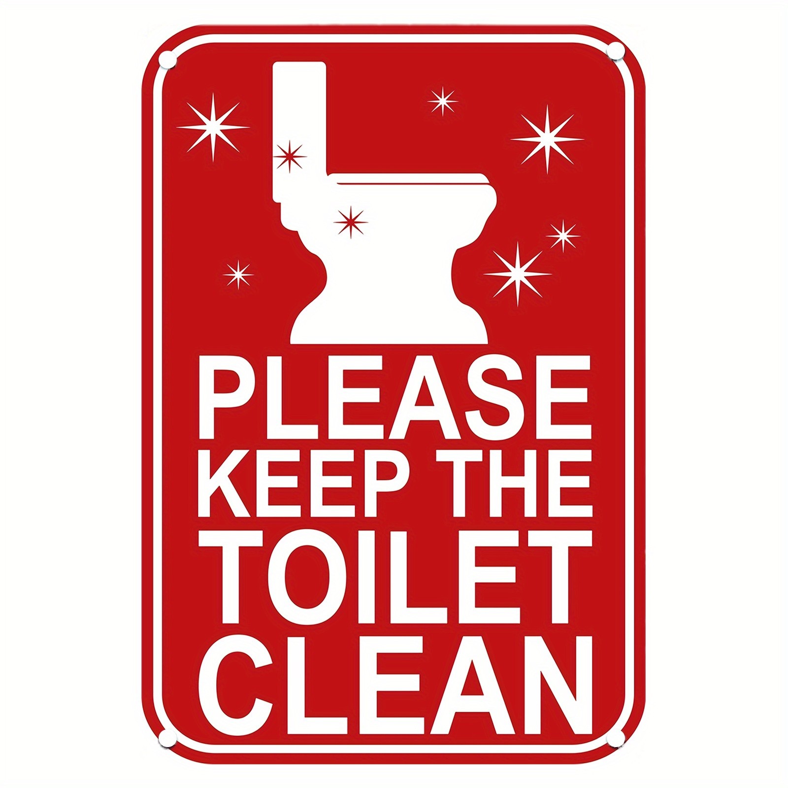 Vintage Metal Bathroom Wall Sign Red White Retro Tin