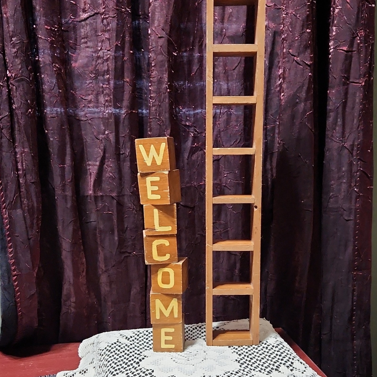 Wood Decorative Welcome Painted Rectangular Freestanding Handmade Sign Medium
