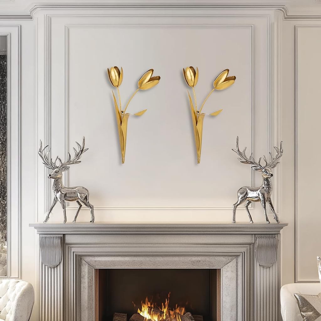Metal Flowers Wall Decor, 15″ Metal Tulip Flowers Rustic Wall Art Decoration …
