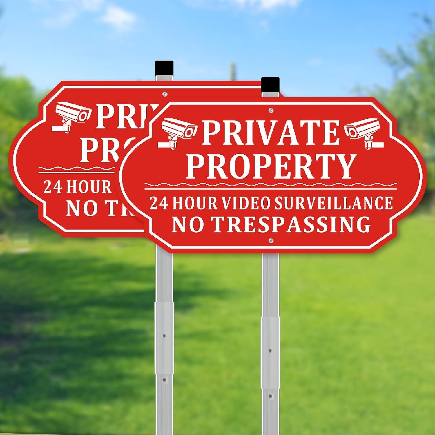 No Trespassing Signs Private Property Video Surveillance Aluminum 14×7 Inches…
