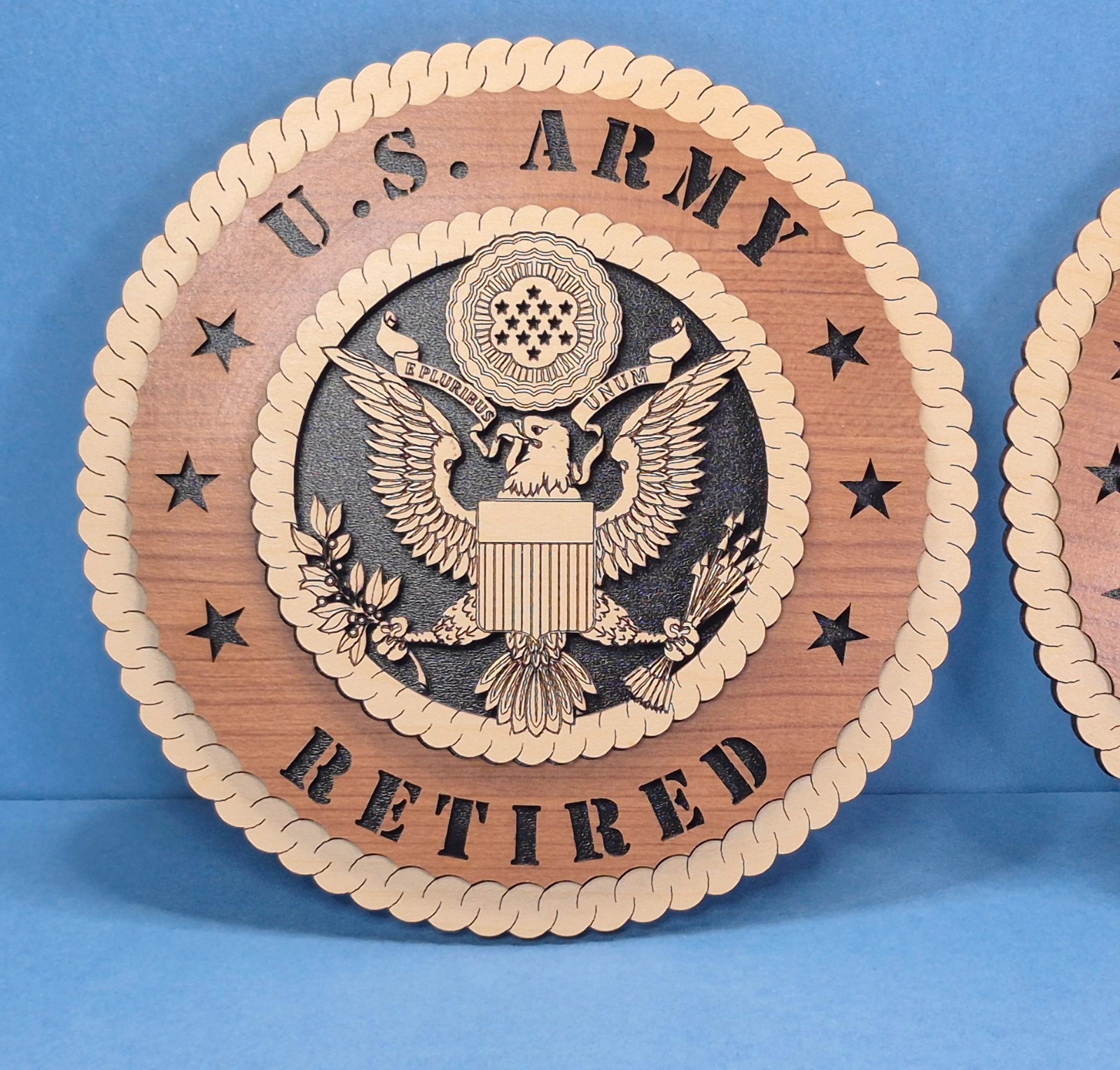 (2) United States Army Laser Cut 3D Wood Wall Tribute Wall Plaques 6”