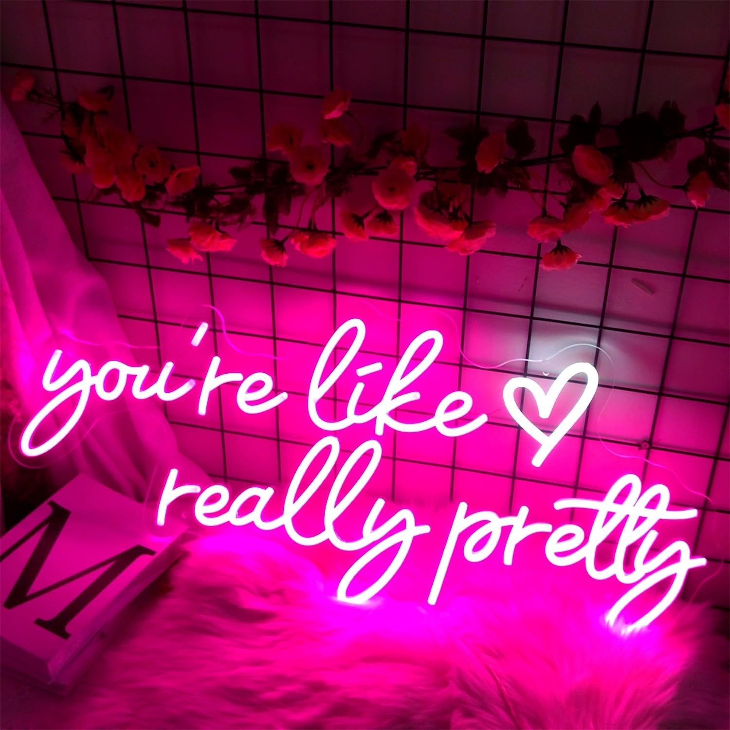 INSNEnN Your Like Really Pretty Neon Sign – Pink Wall Decor 29.5″ x 12.6″