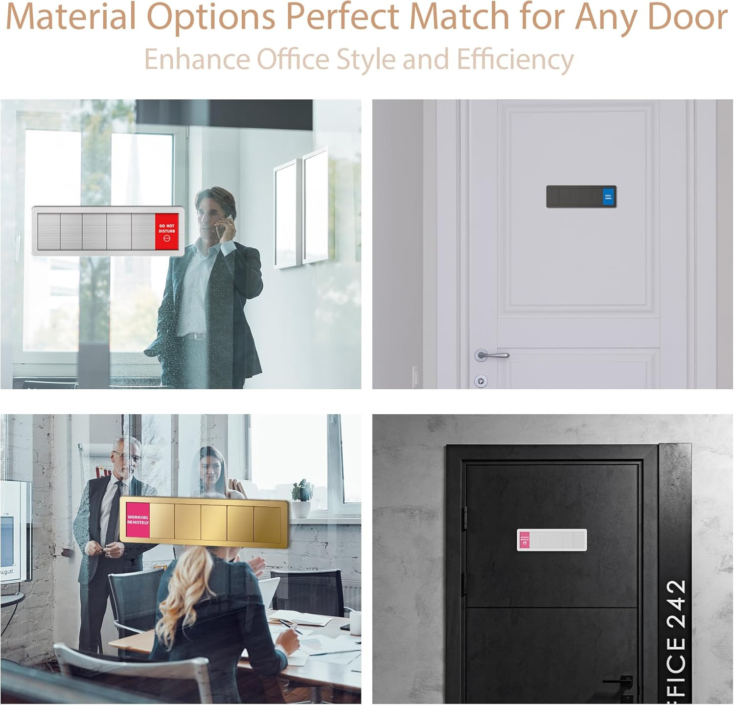 Brushed Gold Office Door Signs – 6 Options for Privacy and Meetings
