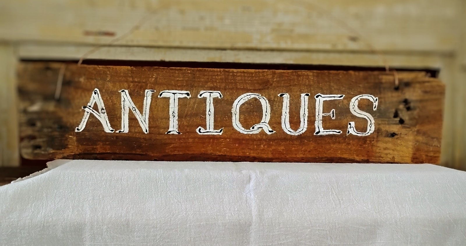 ‘Antiques” Hand Painted Sign Wooden 24’ Inches/ Letters Free Hand By Seller