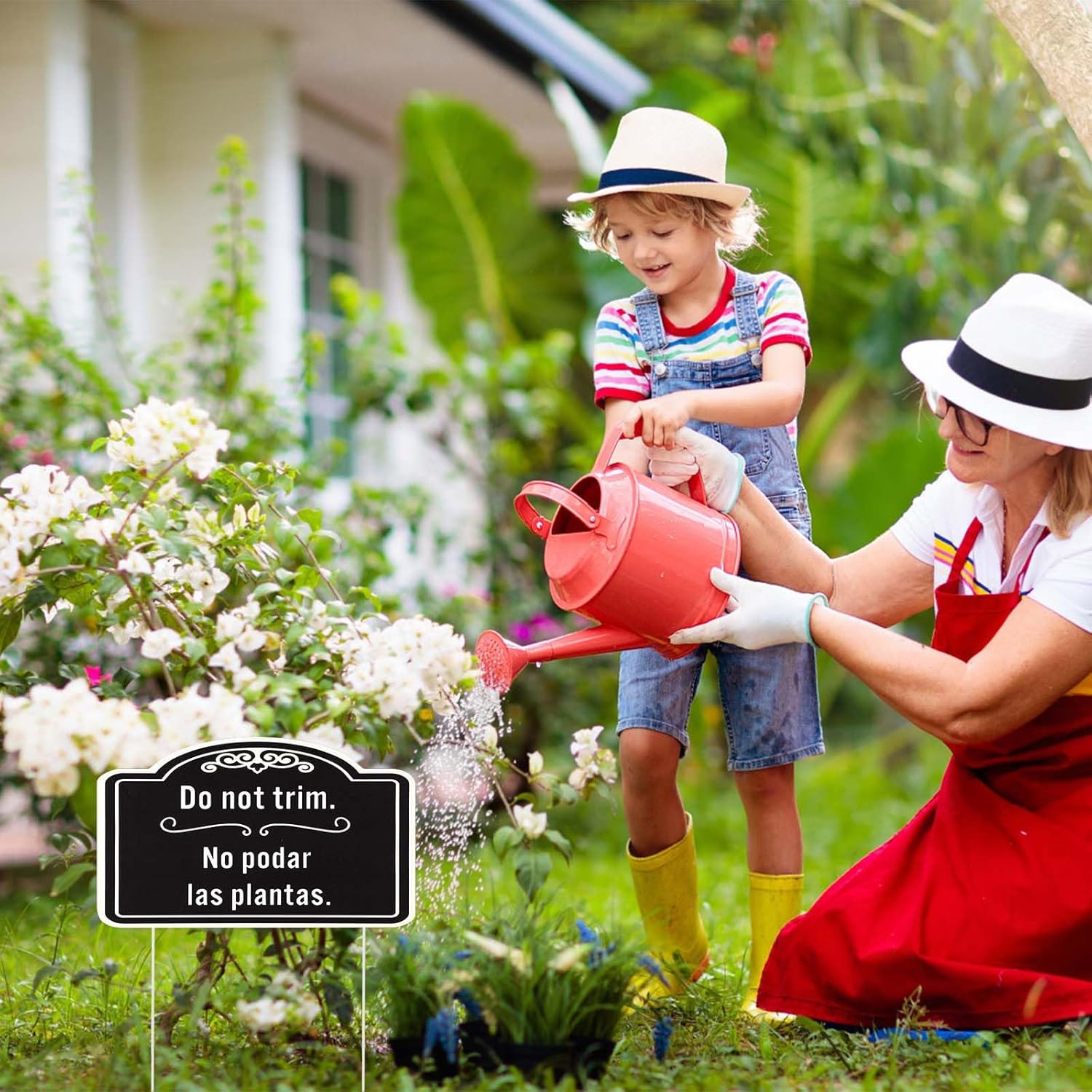 4pcs Do Not Trim Signs with Stakes, Corrugated Plastic Do Not Prune Bushes Pleas