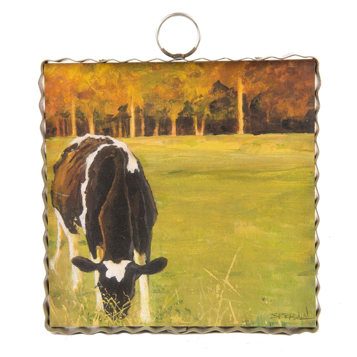 The Round Top Collection Mini Gallery Grazing Milk Cow 6x6x1