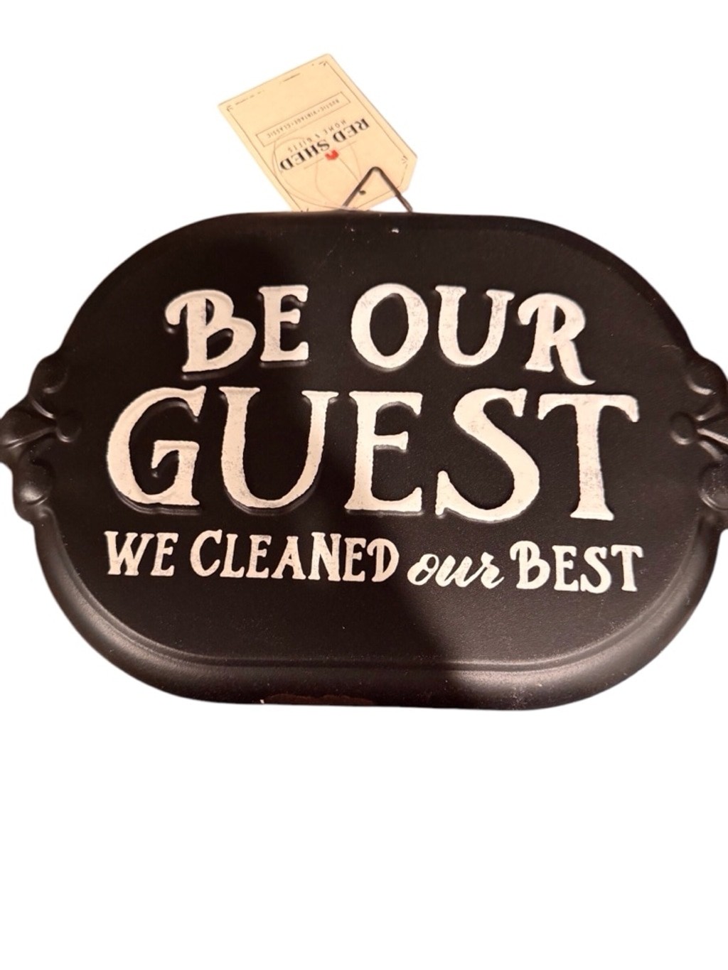 Red Shed Home Decor Sign Black White be our guest we cleaned our best