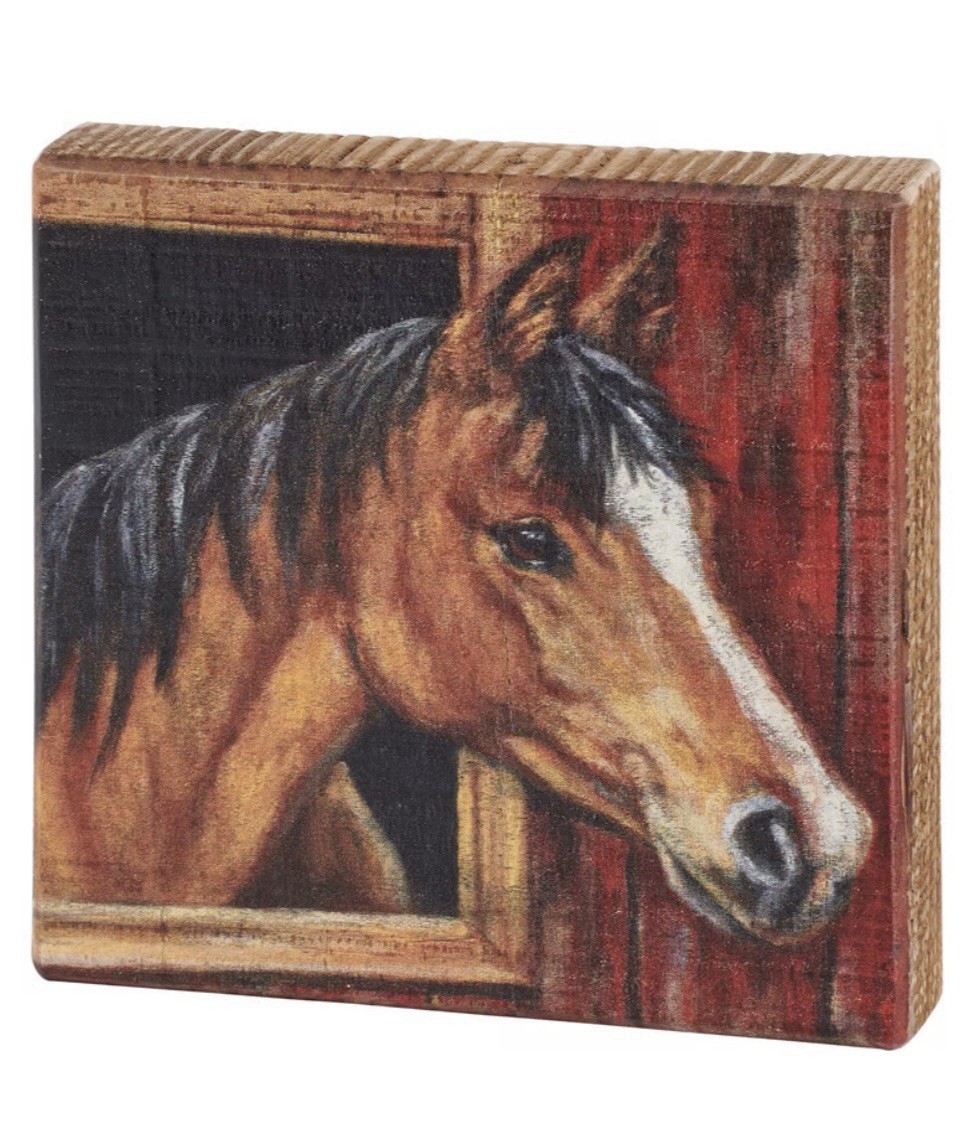 Buckskin Horse Wood Block Sign Farmhouse 6”x6” NEW