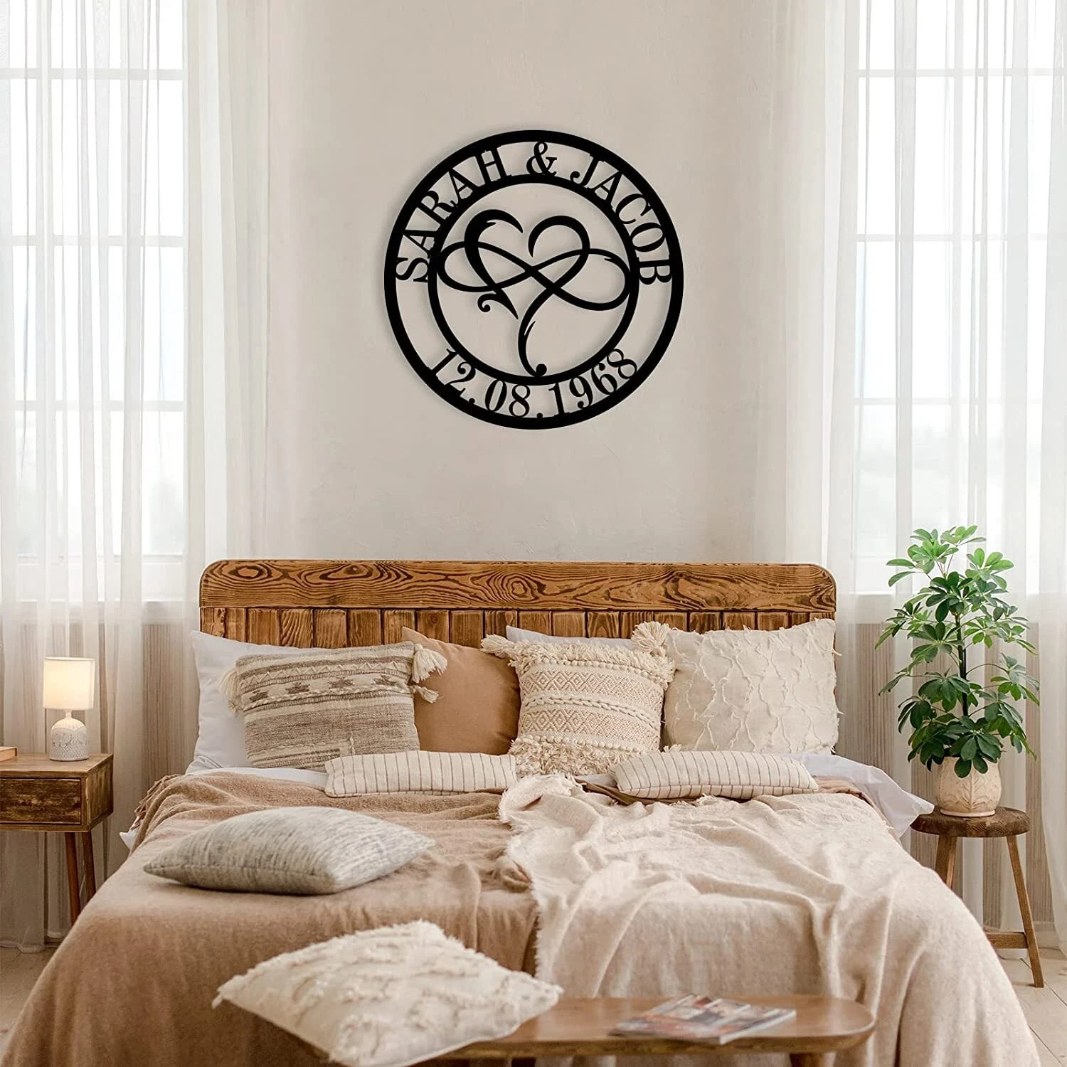 Personalized Infinity Metal Sign Custom Name Monogram Wedding Wall Art Decor Gif