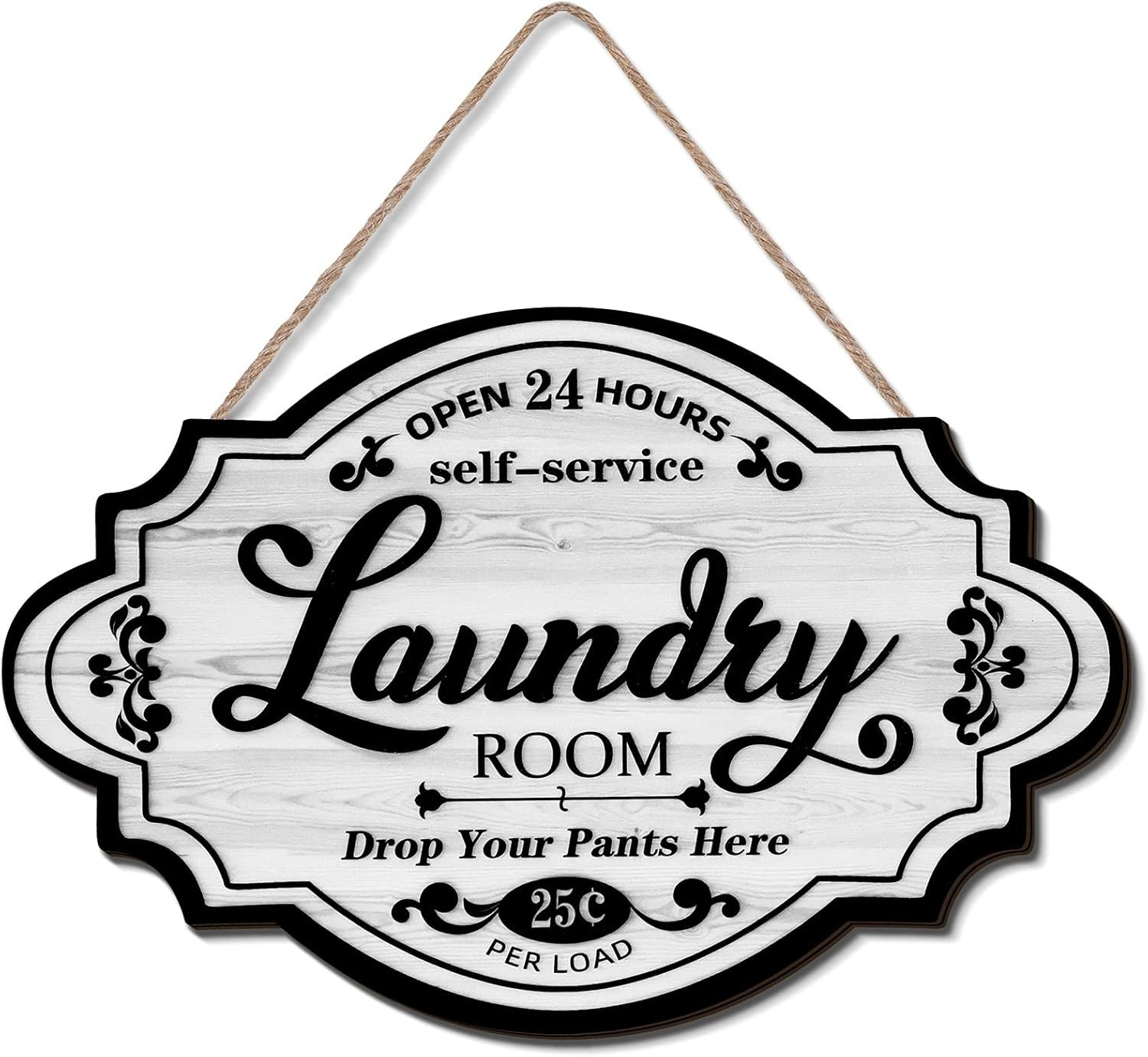 Rustic Vintage Wood Laundry Room Wall Sign for Home Decor, 12×8 Inches