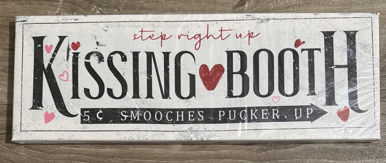 Kissing 3 Booth Wooden Sign 5cents Pucker Up Size 17×6” | NEW | Easy to Hang!