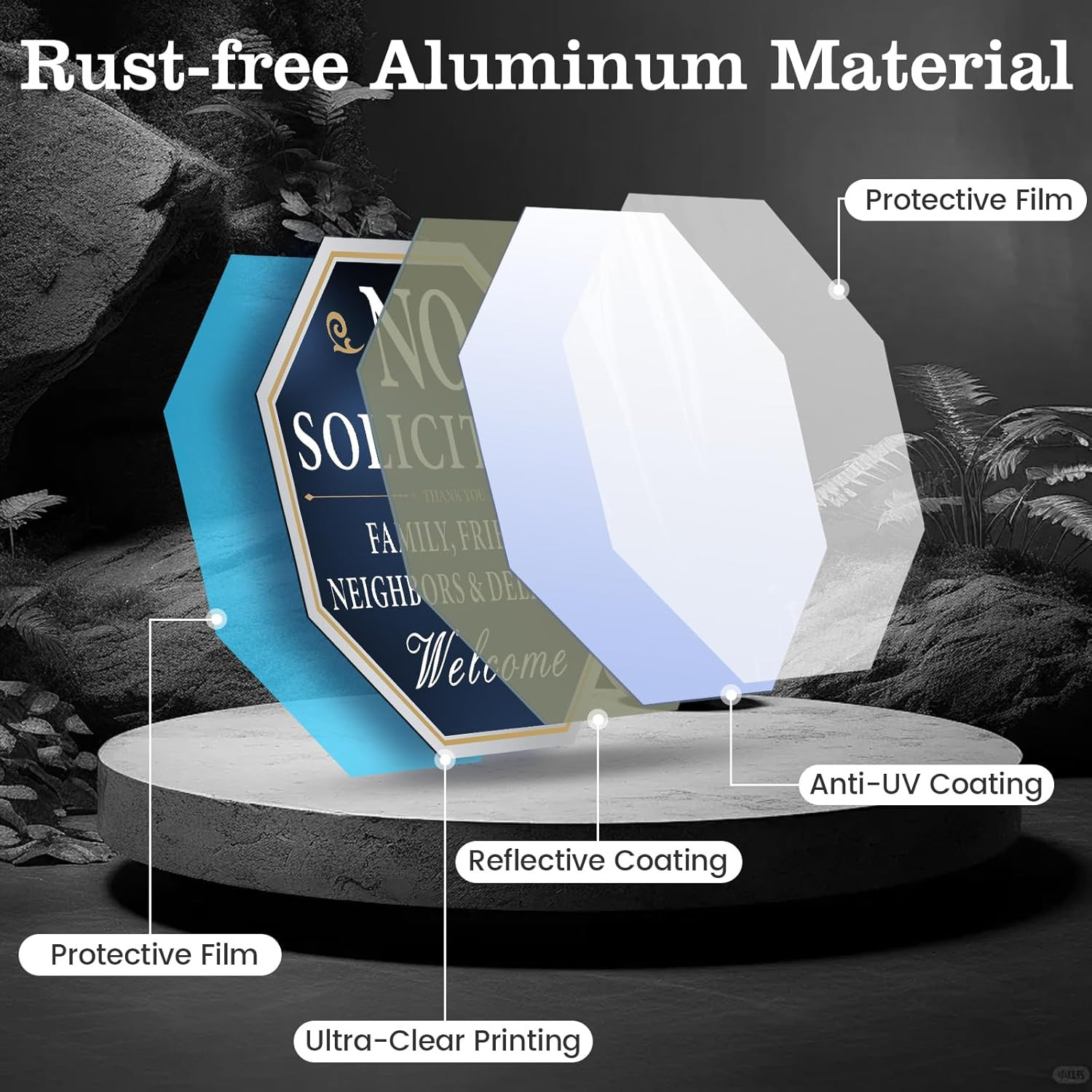 No Soliciting Sign for House with Stake, 10 X 10 Inches No Soliciting Yard Sign