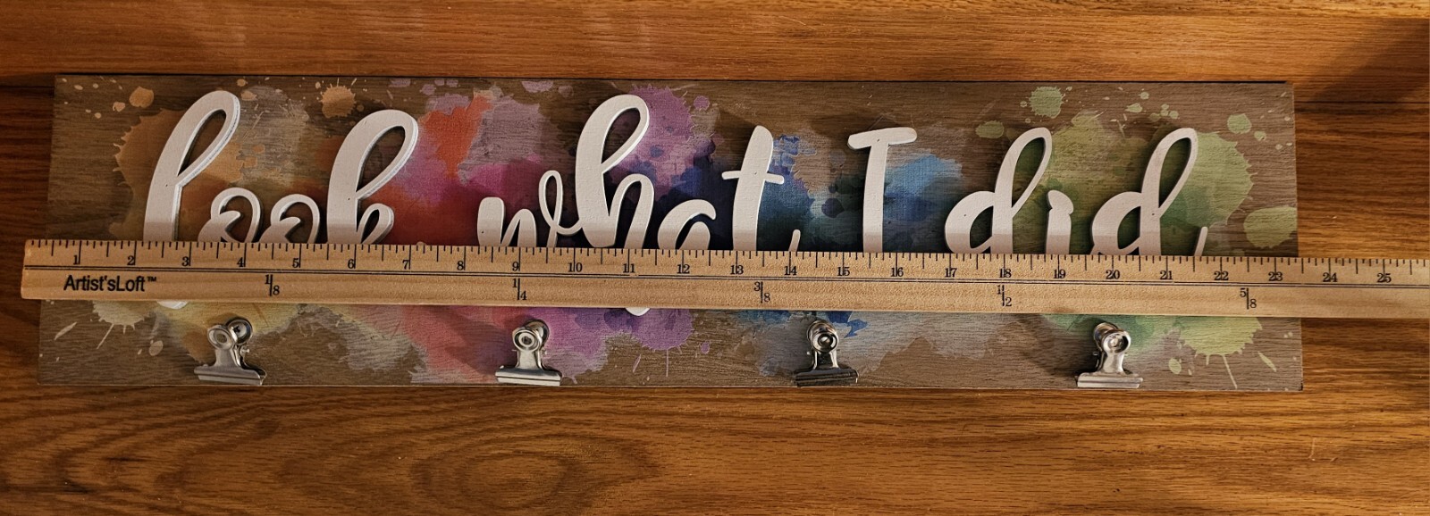 The Design House “Look What I Did”Clips Hang Artwork Display 24×6” Ready To Hang