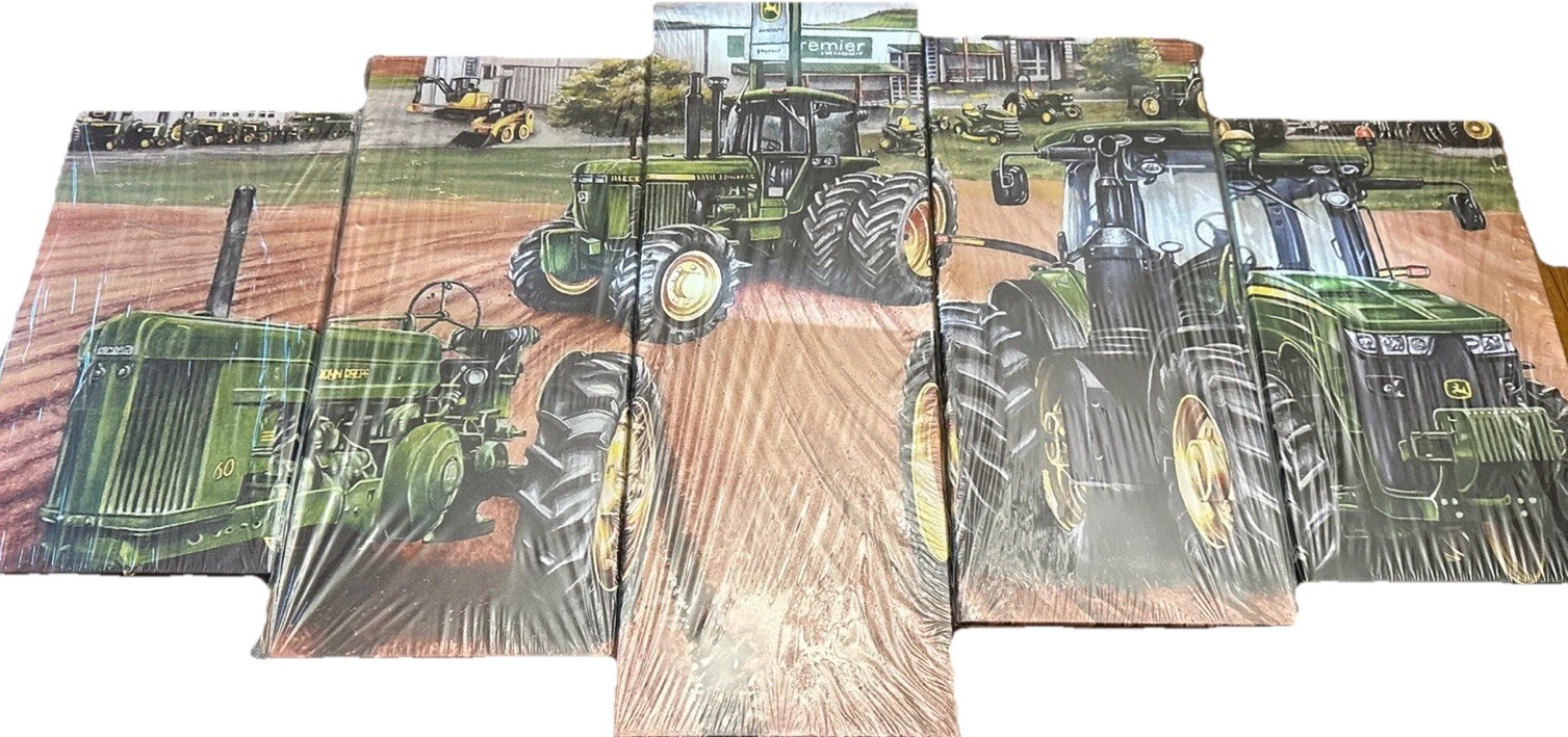 New – John Deere Rectangular Agriculture Farming Wall Hanging Group 5 Panels Set