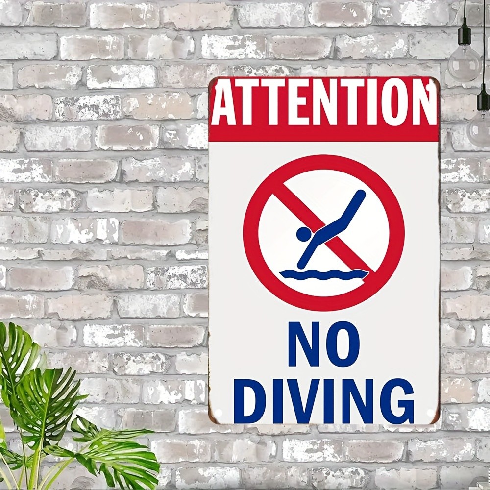 “Caution – No Diving” Rectangular Iron Sign