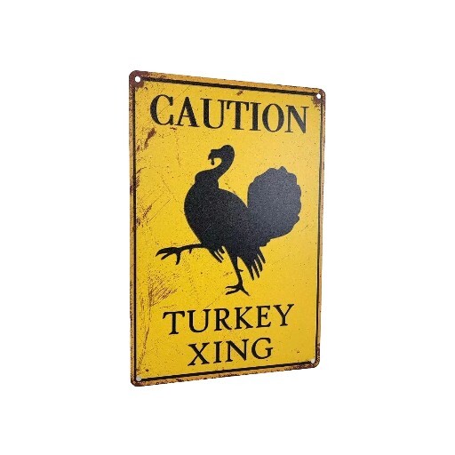 Caution Wild Turkey Xing Rectangular Crossing Road Sign Aluminum Plate Tin Sign