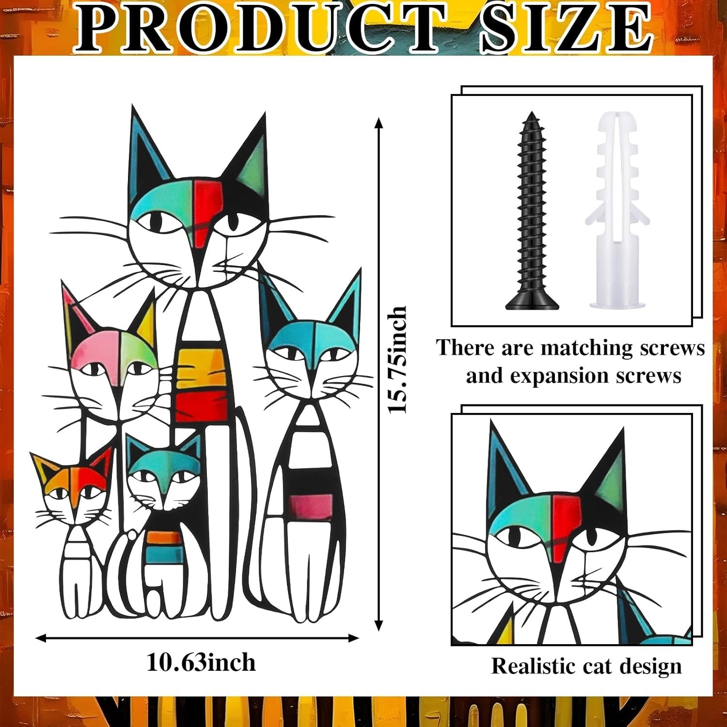 Cat Wall Art Decor Metal Cat Wall Sculptures Room Decor for Cats Lover 10.6 x…