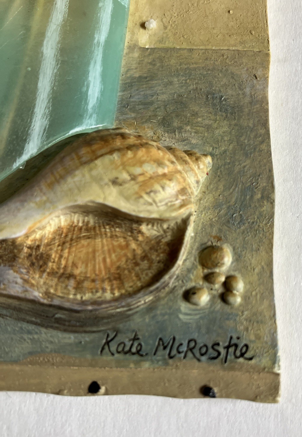Kate McRostie Decorative 3D Wall Plaque Resin Sculpted Flowers In Aqua Vase