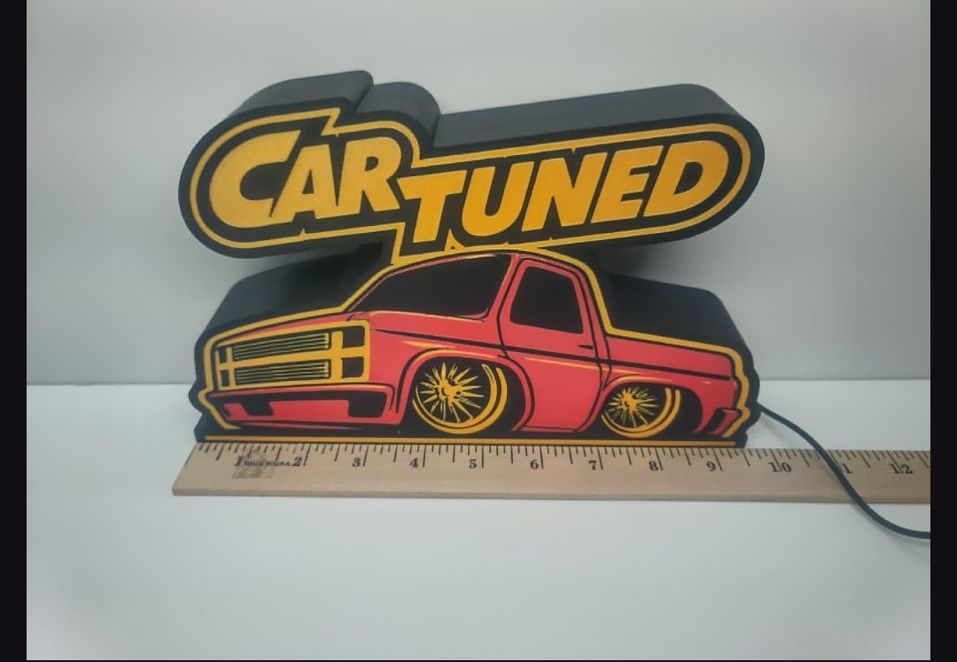3D Printed c10 Car Tuned LED Light Sign – Automotive Desk Decor, Garage Wall Art