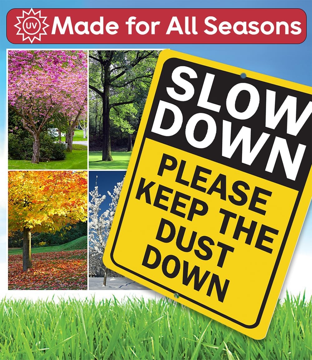 Please Slow Down Metal Sign Road Safety Driveway Street Dust Control Decor