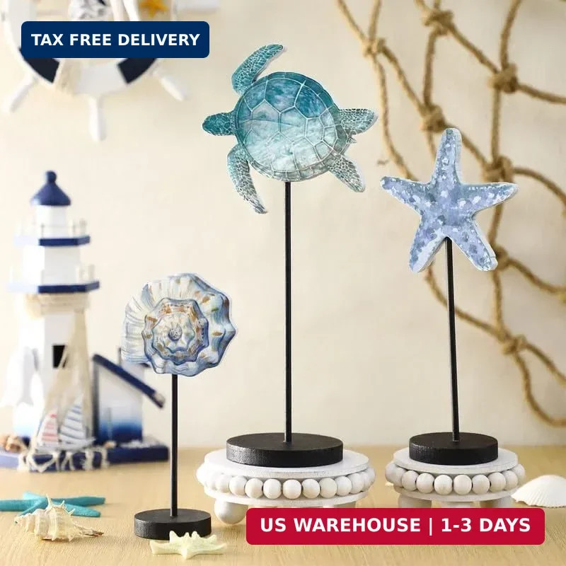 3 Pcs Sea Table Decor Coastal Turtle Starfish Decor Ocean Beach Centerpieces Nau