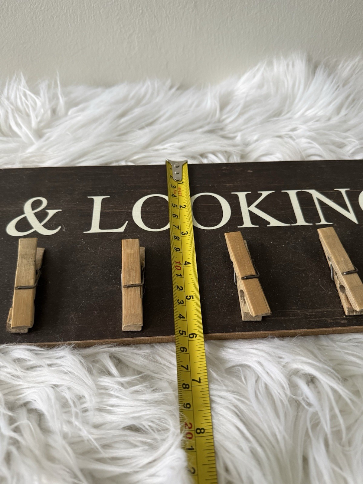 Single & Looking Wooden Wall Sign w/ Mini Clothespin Clips, Large 24″x6”