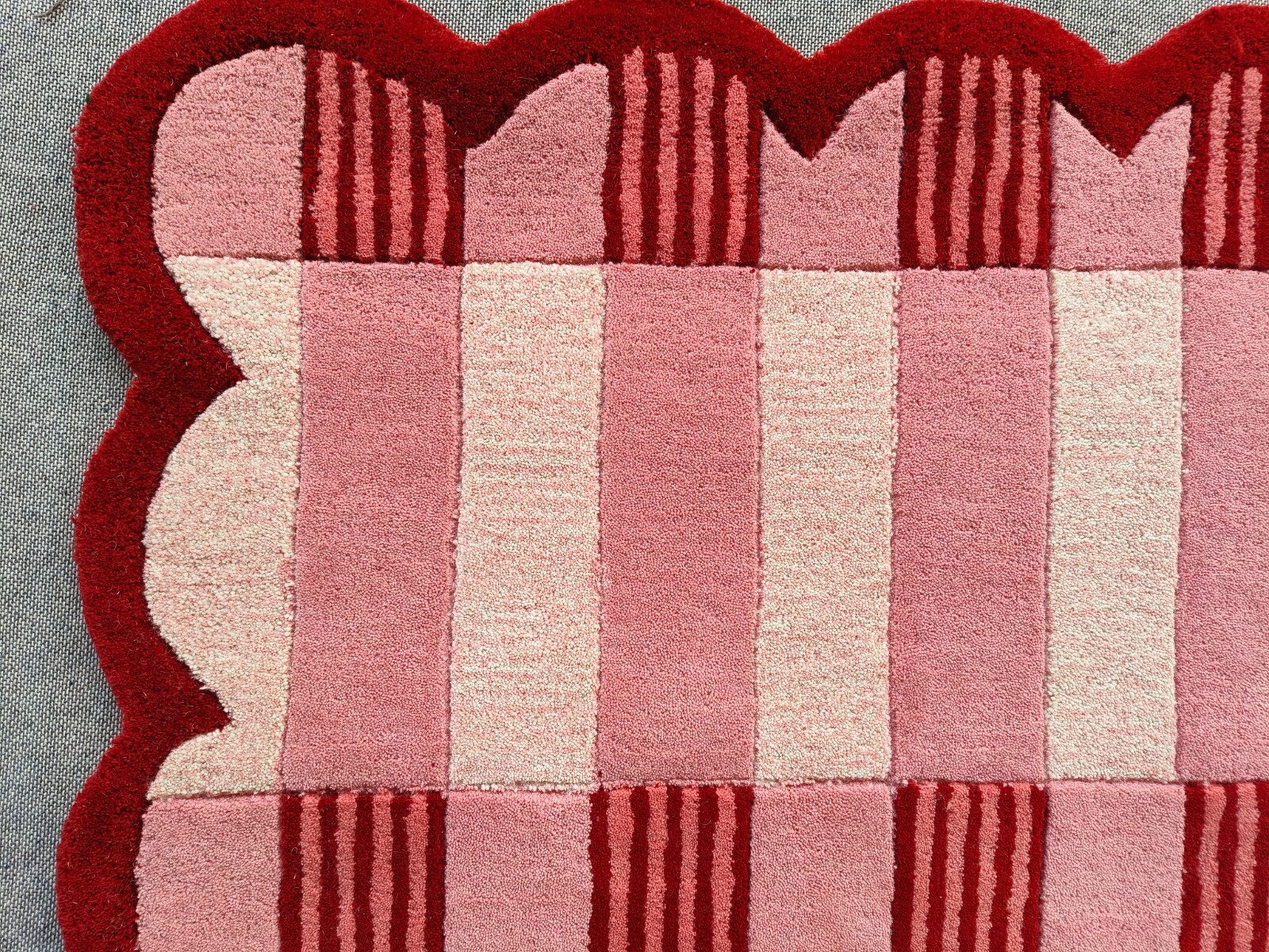 Anthropologie Matilda Goad & Co Light Red Handmade Tufted Woolen Area Rug 8x10ft