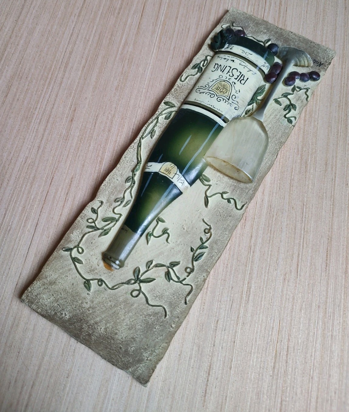 Kate McRistie Wall Art Plaque 3D Vintage and Vine Decor Dining Bottle 2005 Y2K
