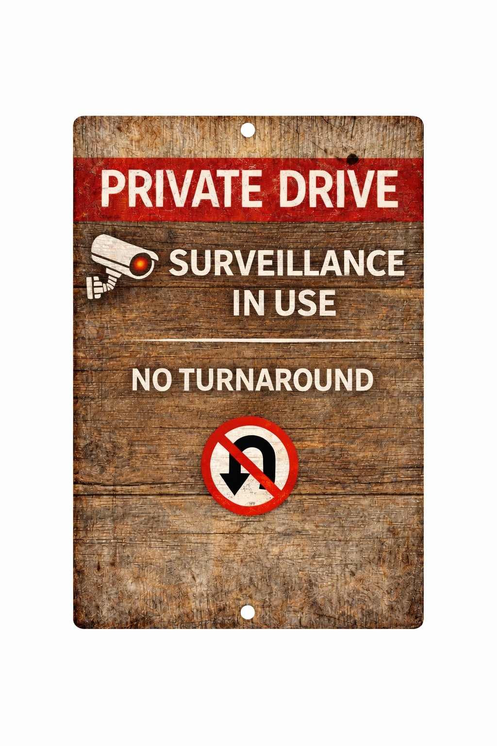 Rustic Private Drive Sign – Surveillance In Use No Turnaround 8×12 Aluminum