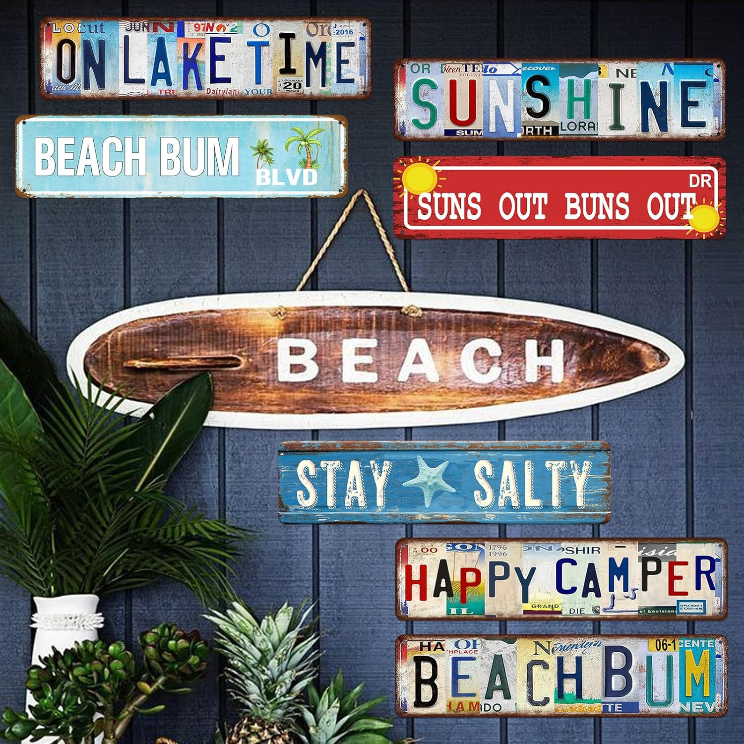 Lake House Wall Decor for Home on Lake Time Sign Vintage Metal Tin Signs Love