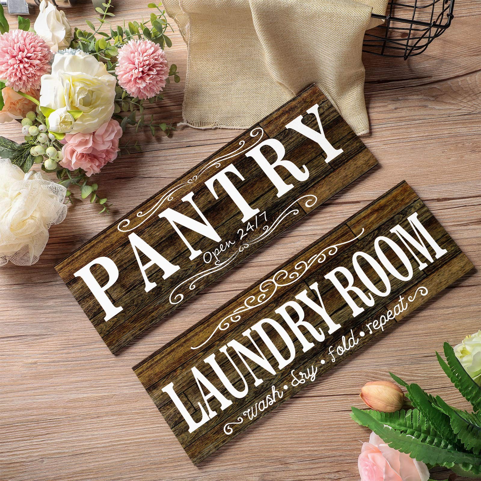 2 Pieces Pantry Sign Laundry Room Wooden Sign Farmhouse Laundry Room Hanging