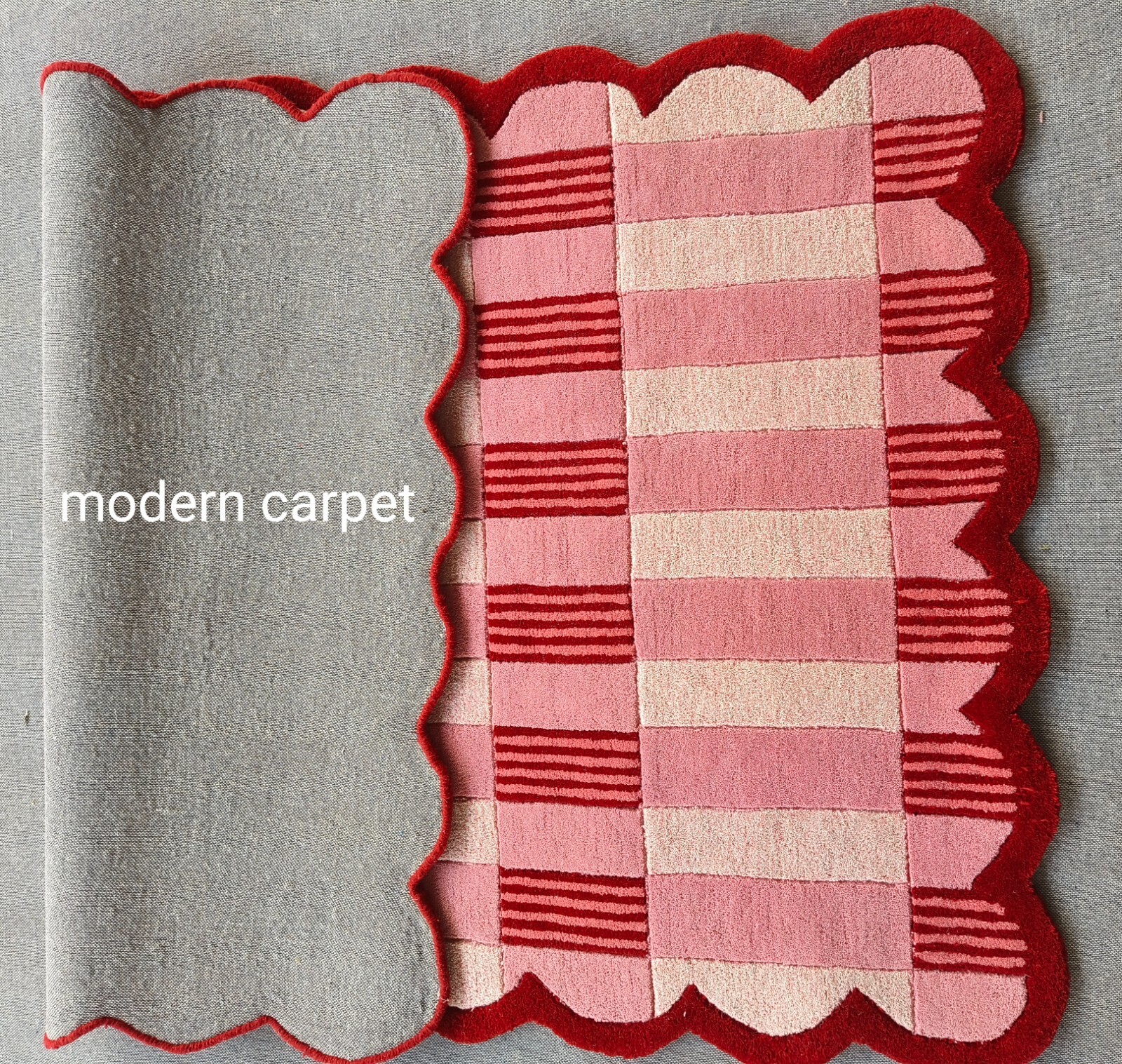 Anthropologie Matilda Goad & Co Light Red Handmade Tufted Woolen Area Rug 8x10ft