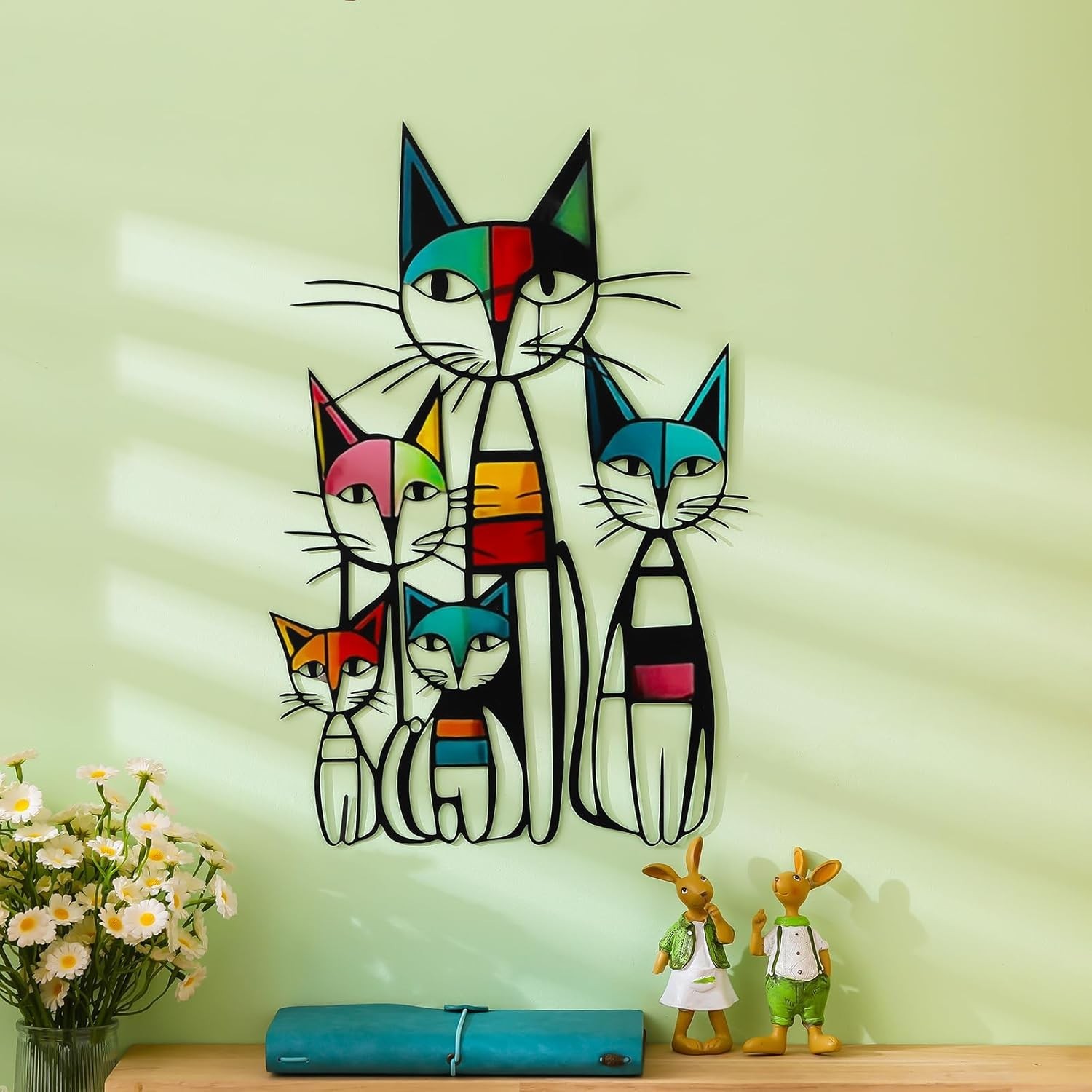 Cat Wall Art Decor Metal Cat Wall Sculptures Room Decor for Cats Lover 10.6 x…