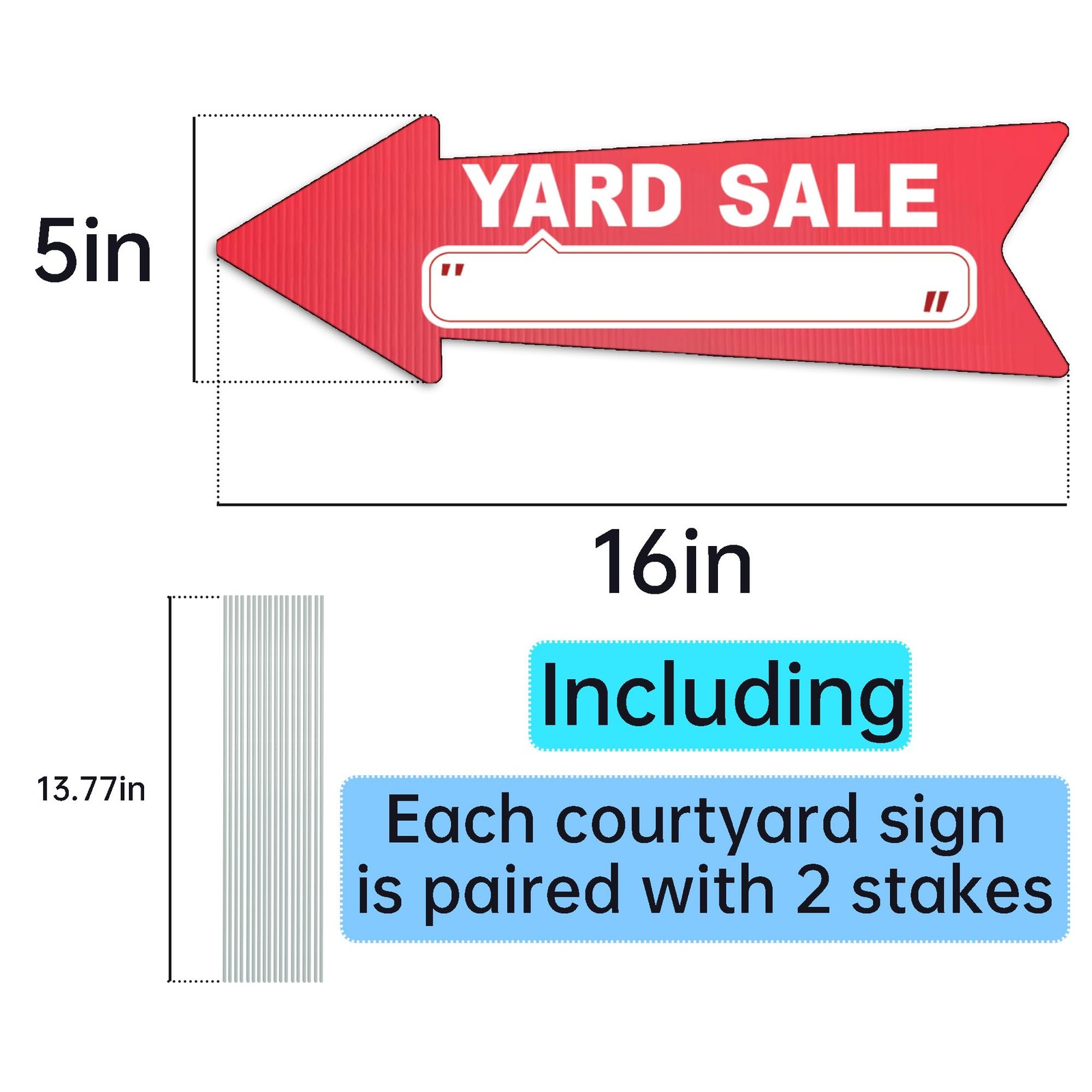 Yard Sale Red Arrow Signs with Stakes16 x 5 in Double Sided,Outdoor Estate Sa…