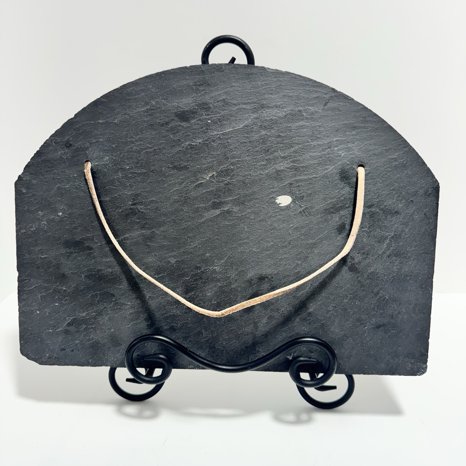 Hand Painted Welcome to Our Home Slate Wall Hanging Leather Strap Cottagecore