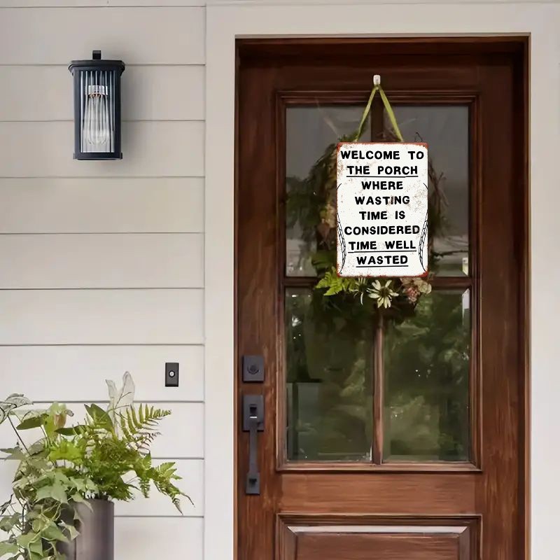 Vintage Iron Porch Sign, 8×12″ Metal Tin Wall Plaque – Rustic Home Decor