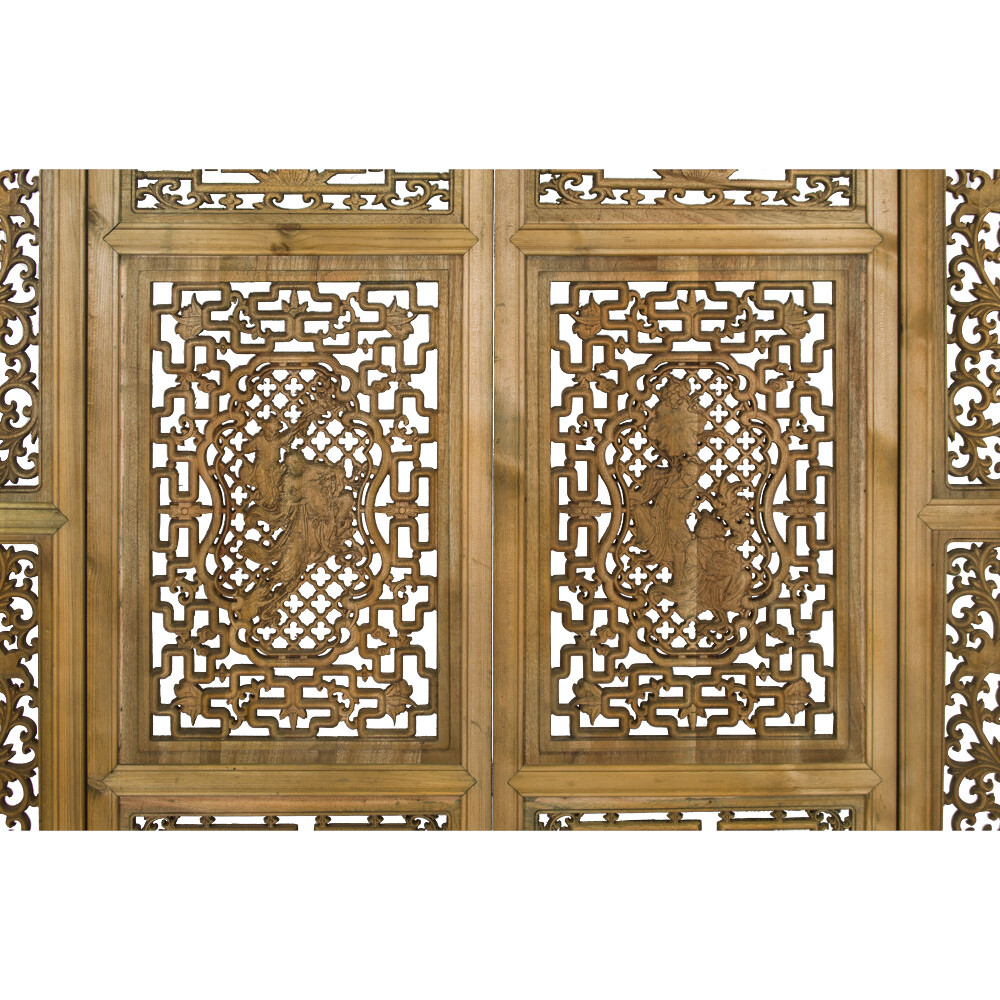 US SELLER – Cedar wood Lattice Window Shutter with Court Yard Asian Wall Plaque