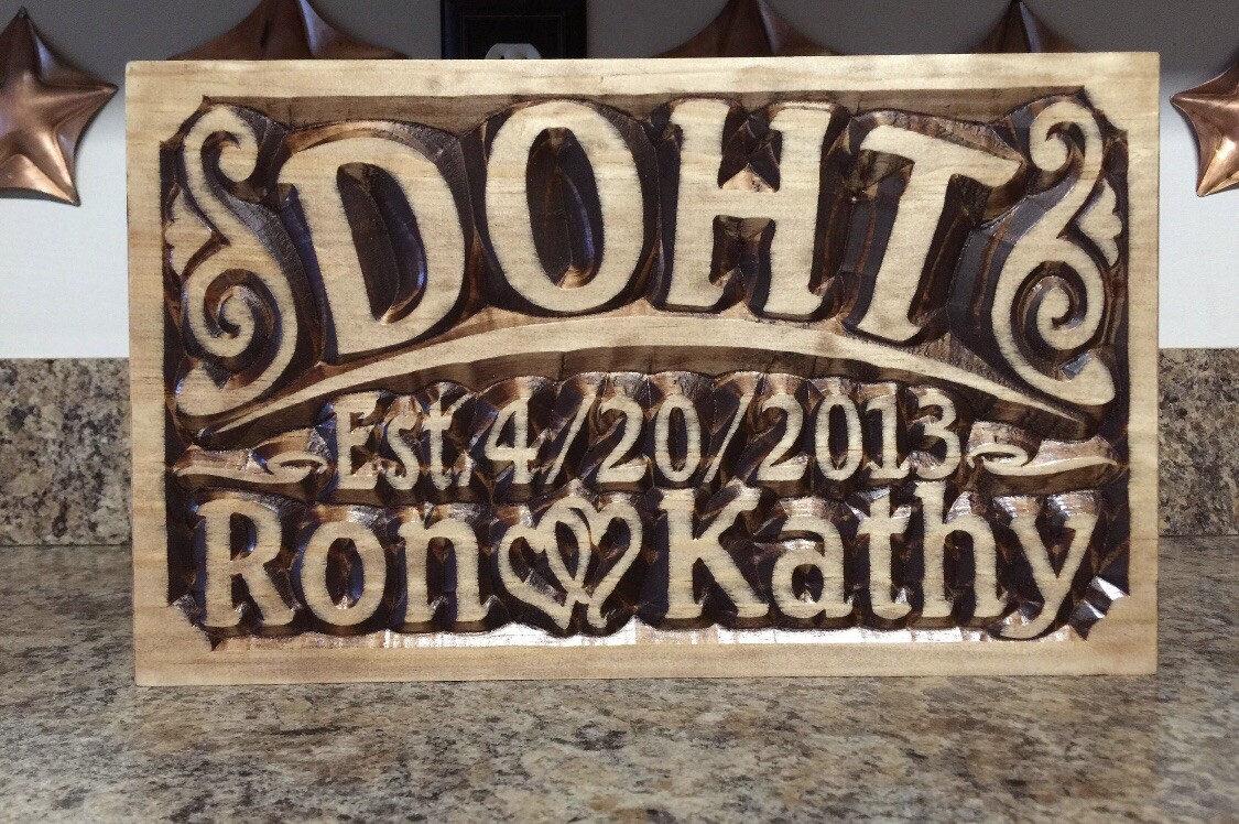 Personalized Wedding Gift Family Name Signs Carved Custom Wooden Sign Last Name