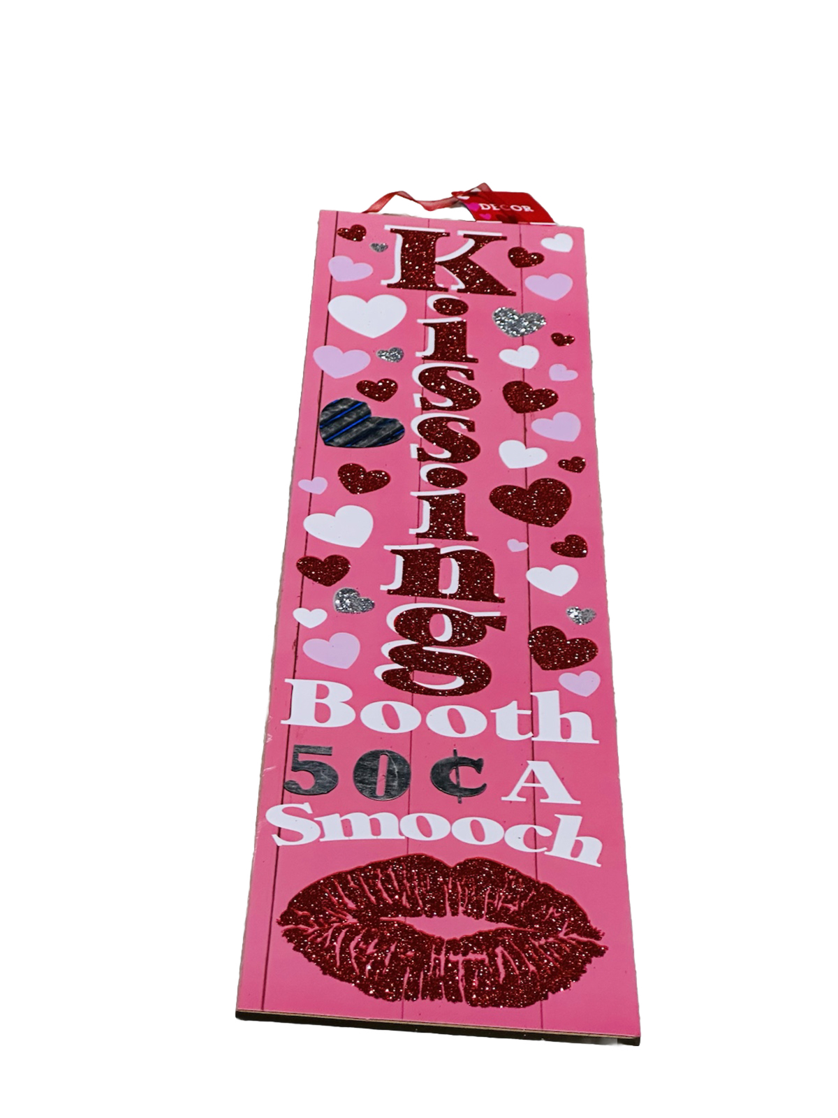 Greenbrier Valentines Wood Kissing Booth Hanging Sign 50 Cents A Smooch 24x6Inch