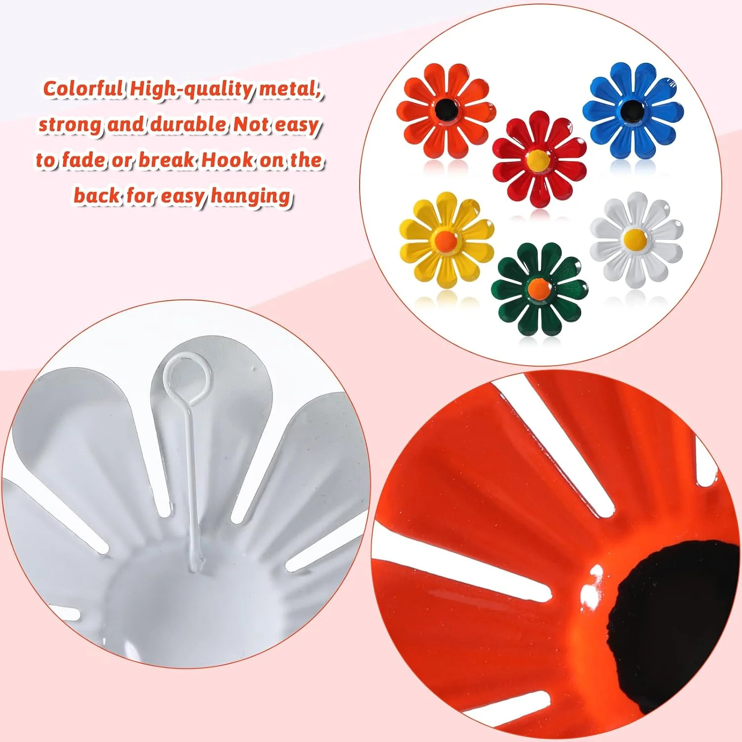 6pcs Metal Wall Flowers Outdoor Wall Decor Garden Fence Ornaments 4 Inches Sunfl