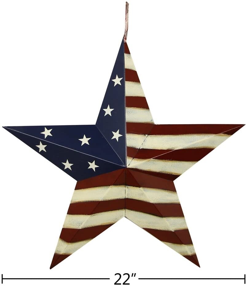 American Barn Star Metal Patriotic Old Glory USA Flag Barn Star Wall Decoration
