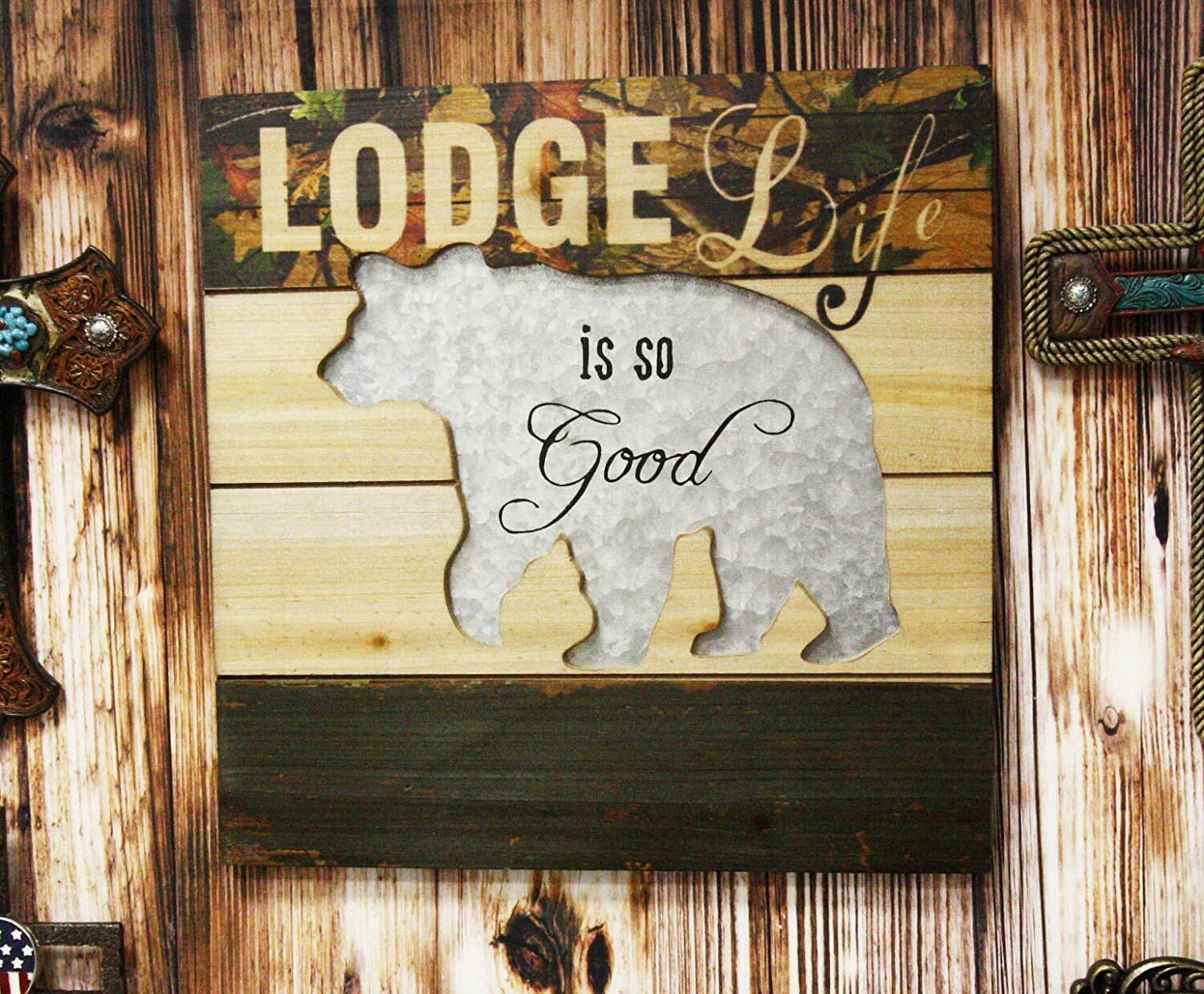 Rustic Lodge Life is So Good Hand Painted Wooden Sign Western Wall Plaque Decor