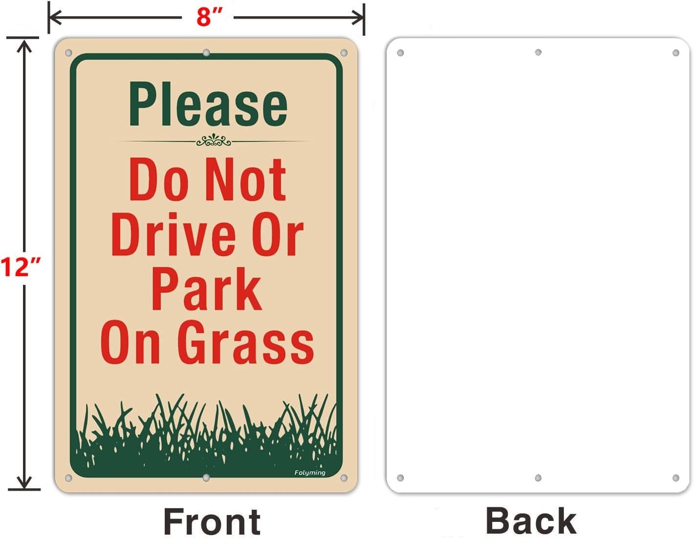 2 Pack Please Do Not Drive Or Park On Grass Yard Signs 12 x 8 Inches No Parki…