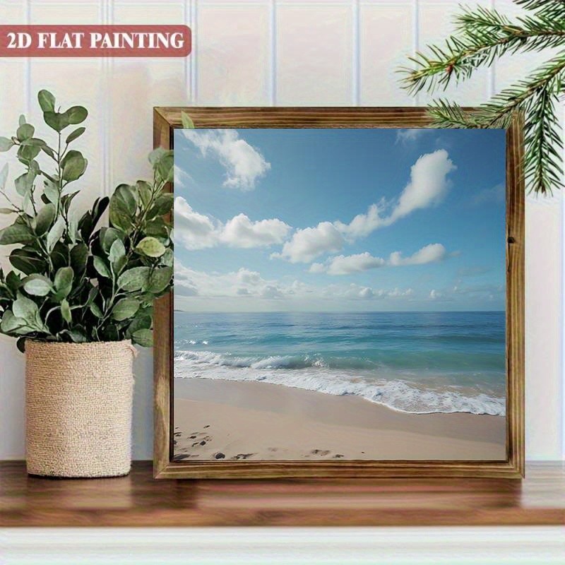 Summer Coastal Cloudy Shore Seascape Wooden Wall Art Sign