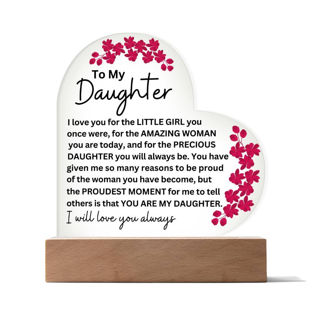 Daughter LED Lighted Acrylic Heart Plaque